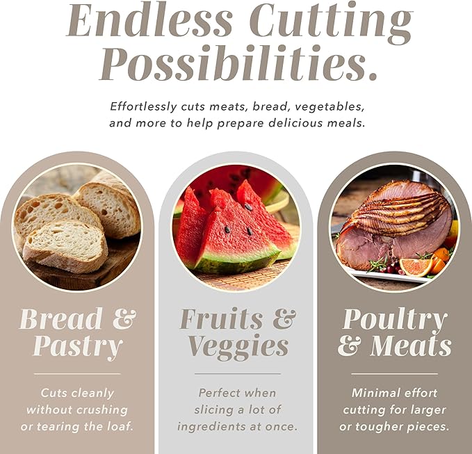 COOK WITH COLOR Electric Knife, 100W Power, Dual Stainless Steel Blades for Precise Cutting, Ergonomic Handle, Low Noise and Vibration, Ideal for Bread, Meat, and Vegetables, Cream