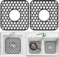 Bestjing 2 Pack Silicone Sink Protectors for Kitchen Sink - 12" x 11" Kitchen Grid Accessory, Non-Slip Heat-Resistant Mat for Bottom of Porcelain Stainless Steel, Dishwasher Safe (Black)