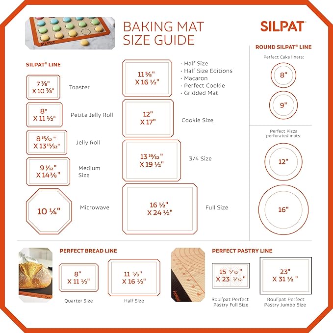 Silpat Premium Non-Stick Silicone Baking Mat, 3/4 Sheet, Cream