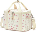 BTOOP Insulated Lunch Bag for Women Adult, Cute Lunch Box Cooler with Large Capacity, Leak-Proof Adjustable Strap Lunch Tote (Pink Bow-Floral-Large, Large)