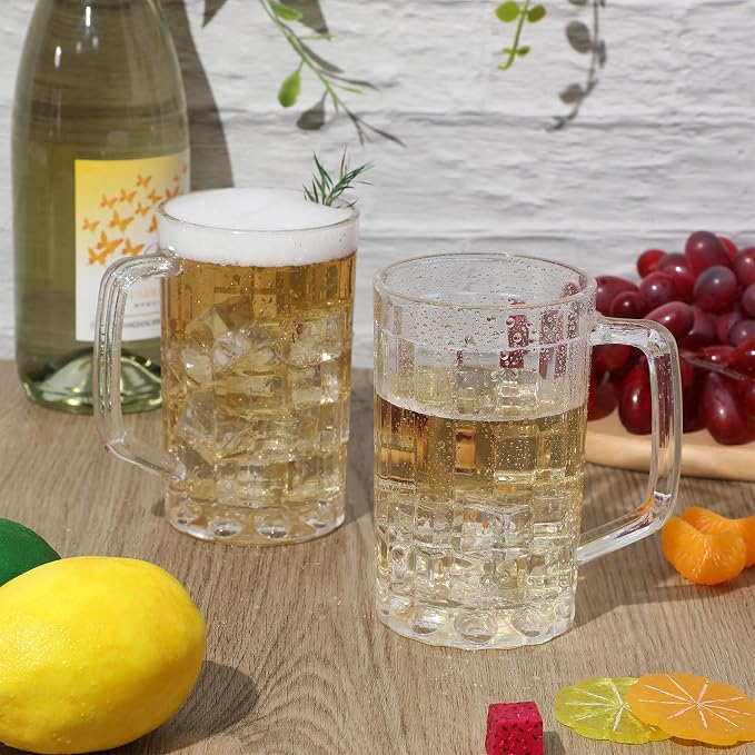 Mifoci 20 Pcs Plastic Beer Mugs with Handles 12 oz Oktoberfest Beer Stein Bulk Reusable Drinking Cups Glasses for Bavarian Party Supplies Cocktail Beverages Alcohol Soda