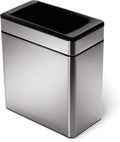simplehuman 10 Liter / 2.6 Gallon Profile Open Trash Can, Slim Trash Can for Bedroom, Bathroom, Office, Brushed Stainless Steel, Pack of 6