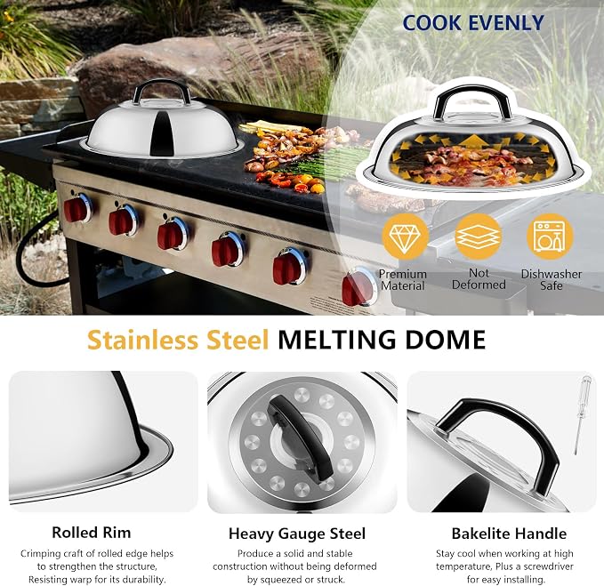Joyfair 18Pcs Griddle Accessories Kit for Blackstone, (PP Handles) | Flattop Grilling Accessory Set With Smash Burger Press, Stainless Steel Spatula Tool, Basting Cover For Outdoor BBQ Cooking