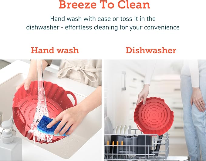COSORI Air Fryer Silicone Liners for 3-5 Qt, 7.6 Inch Reusable Basket, Certified Food Grade Accessories, Resistant up to 450°F, Thickened & Durable, Non-stick Dishwasher Safe, Gloves Included, 2 Pcs