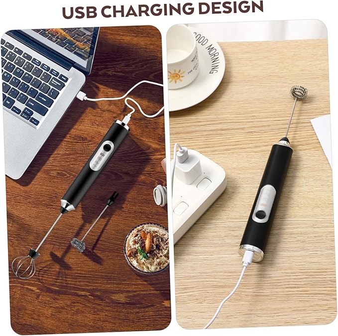 GLEAVI Rechargeable Handheld Electric Milk Frother Speed Portable Foam Maker and Egg Whisk for Coffee Matcha Latte and Drinks with Stable Stand and USB Charging