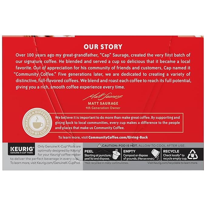 Community Coffee Cinnamon Roll Flavored 10 Count Keurig K-Cup Coffee Pods, Medium Roast, 10 Count (Pack of 1)
