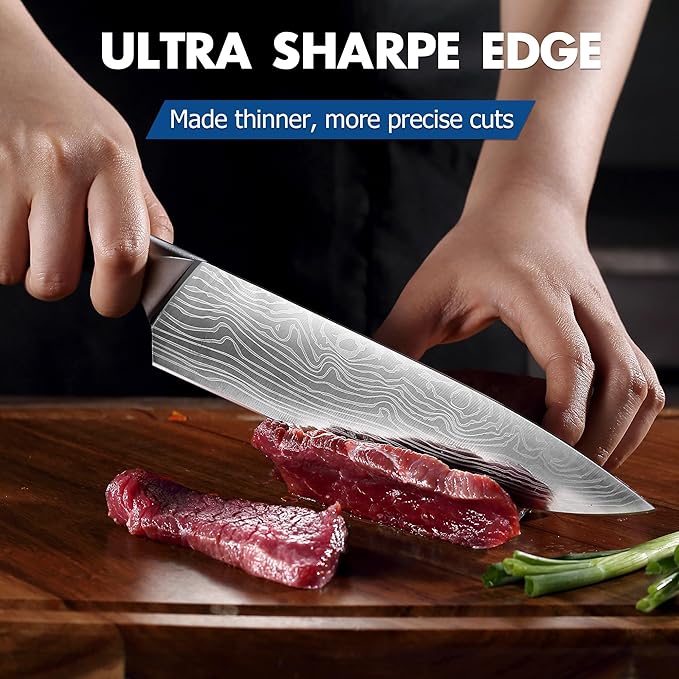YOTSUBA 5 PCS Kitchen Knife Set, Professional Razor Sharp Japanese Knife Set, High Carbon Stainless Steel Chef Knives With Ergonomic Handle for Meat, Vegetable, Bread & Fruit