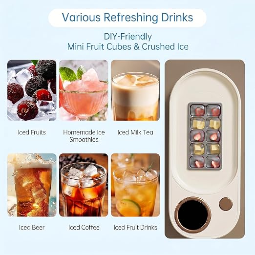 Portable Ice Maker, 12V DC Mini Car Ice Maker, Makes 10 Cubes in 15-20 Mins, with Cigarette Lighter for Trips, Camping(Adapter Needs Separate Buy 5.5x2.1mm F to 5.5x2.5mm M Converter) （White）