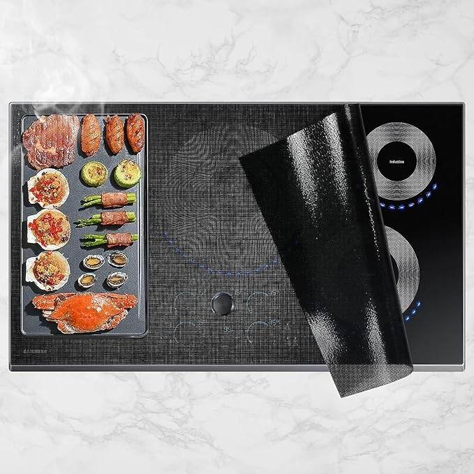 Cook's Aid Induction Cooktop Protector Mat 20.4x30.7 In, (Magnetic) Electric Stove Burner Covers Antiscratch as Glass Top Stove Cover (20.4x30.7 In, Translucent Light Black)