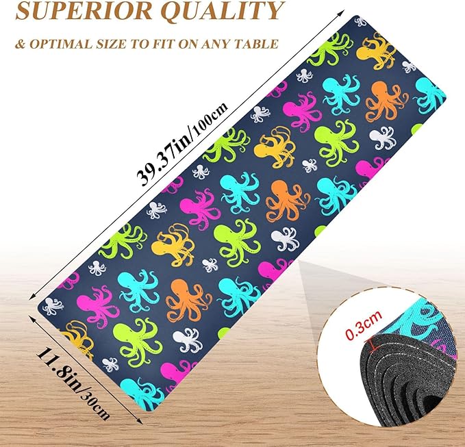 Colorful Simple Octopuses Trivet Table Runner Heat Resistant 230F for Hot Dishes Pots Plates Kitchen Dining Table Protector Decorative 39.37x 11.8