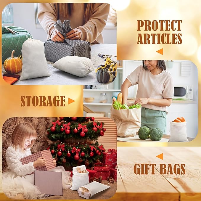 Tatuo 800 Pcs Cotton Muslin Bags with Drawstring Reusable Cloth Sachet Pouch Empty Gift Canvas Bags Bulk for Jewelry Home Party Favors (4 x 6 Inch)