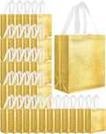 Eccliy Reusable Gift Bags Set Glossy Grocery Gift Tote Bag with Handle for Wedding, Bridal Shower, 4th of July, Summer Event(10 x 8 x 4.7 Inch,Gold,80 Pcs)