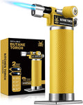 RAVS DUAL Flame Mode Butane Torch Lighter, Refillable Kitchen Torch, Metal Body Blow Torch for Baking with Adjustable Flame & Safety Buckle, Yellow Mini Torch Soldering Torch, Butane Gas Not Included