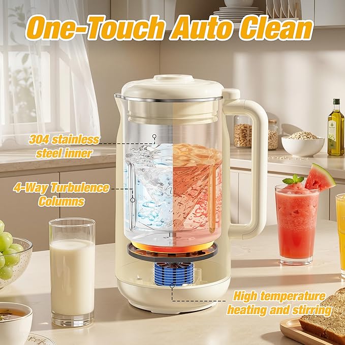 Arcmira 10 in-1 Automatic Nut Milk Maker Machine 42oz 10 Blade Homemade Almond, Soy, Oat, Juice, Plant-Based and Dairy Free Beverages, Soy Milk Maker with LED Panel/Delay Start/Keep Warm/Self Clean