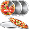 Thenshop 6 Pieces 10 Inch Pizza Pans Bulk Stainless Steel Sets Round Bakeware Pizza Trays for Oven Kitchen Baking Home Restaurant Safe Sturdy Reusable Easy Clean(Silver)