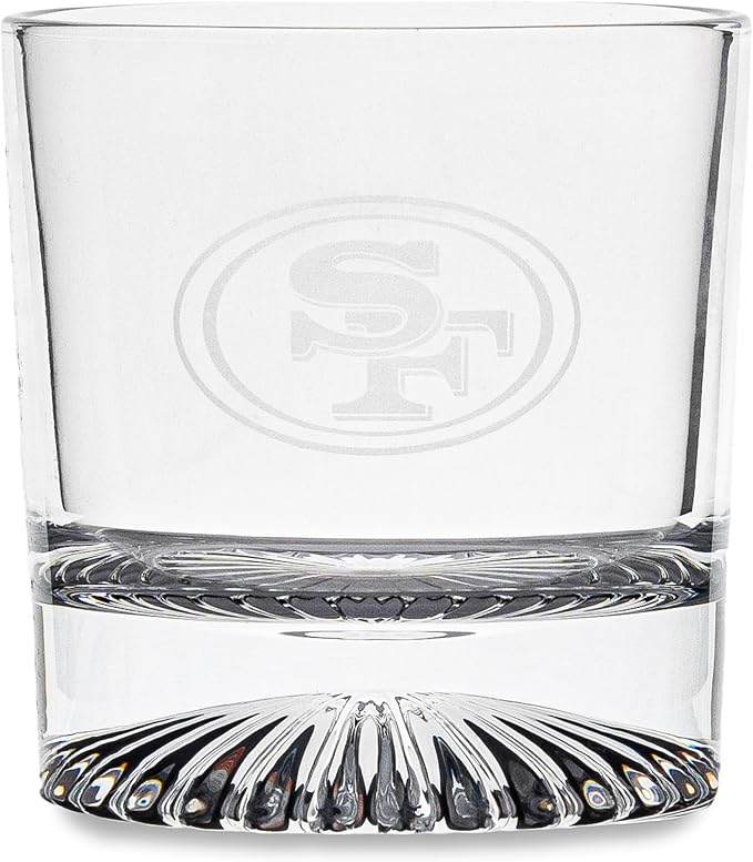The Memory Company Officially Licensed NFL Wood Boxed Drinkware Set, with 2 Rocks Glasses and Cooling Cubes, San Francisco 49ers