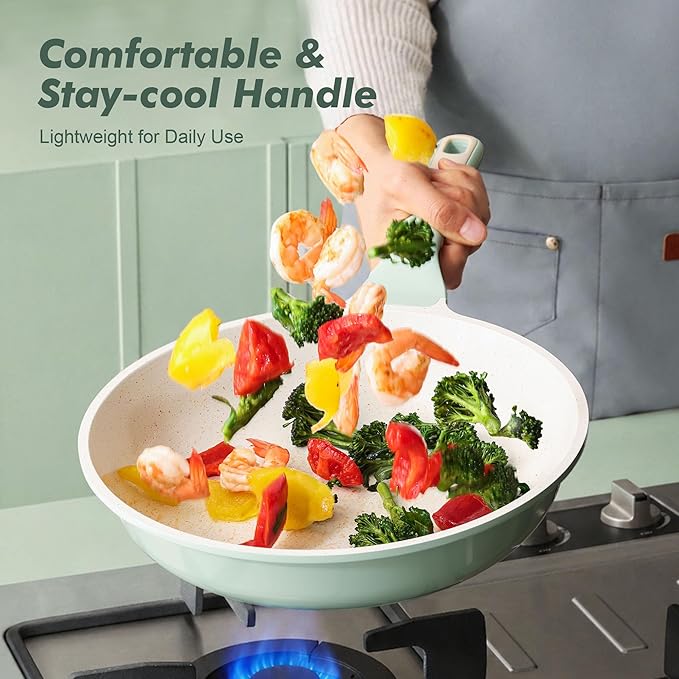 SENSARTE Nonstick Ceramic Frying Pan 11-Inch, Healthy Non Toxic Skillet, Induction Compatible Omelet Pan with Heat Resistant Handle, PFAS-Free, Mint Green