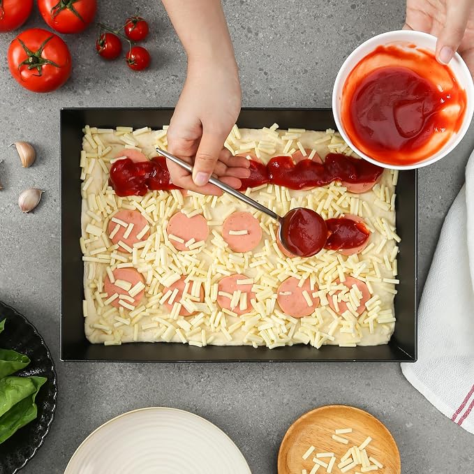 Blue Steel Detroit Pizza Pan 14x10 (Non-Stick&BPA Free) Heat-Resistant Up to 500°F, Pre-Seasoned Carbon Steel Detroit Pizza Pan, Deep Dish Pizza Authentic Steel Pan Five Years Free -Replacement