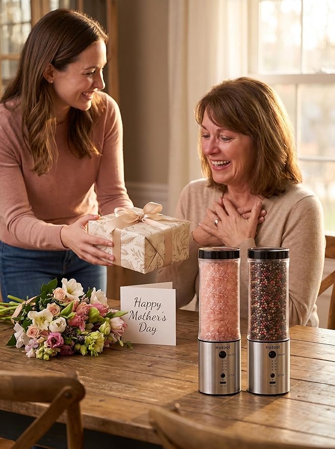 Larger Capacity Electric Salt and Pepper Grinder Set, Rechargeable Salt and Pepper Shakers Set, Kitchen Gadgets Salt and Pepper Mill