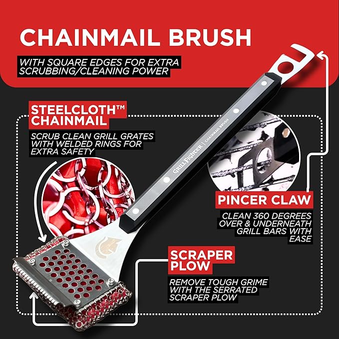 Grill Brush Combo Pack – Grill Cleaner & Scrubber for Outdoor Grills, BBQ Cleaning Tool, Steel Bristle-Free Brush, Grilling Apron – BBQ Accessories for Men & Women