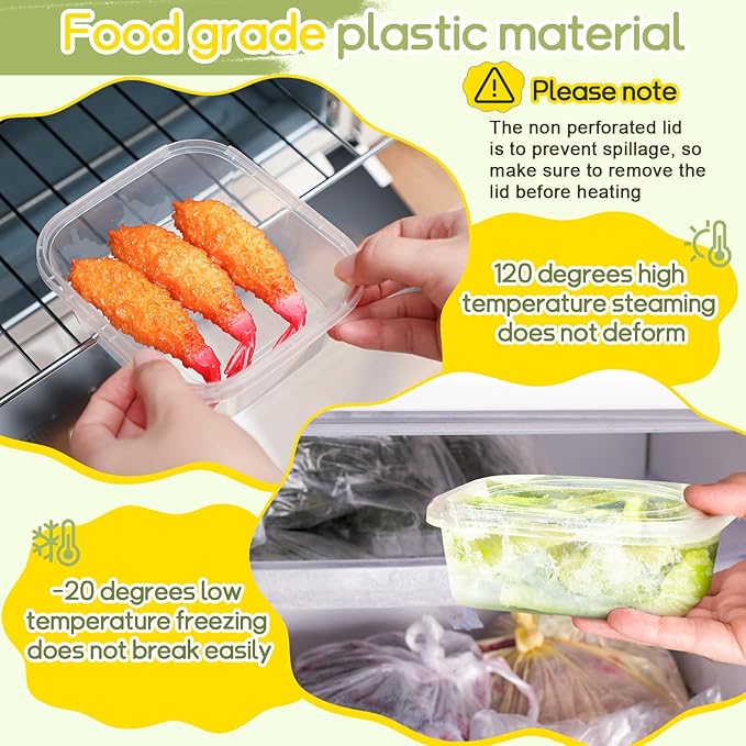 50 Pack 8 oz Deli Containers with Lids, Tamper Proof Leak Resistant Clear Plastic Food Storage Containers, Airtight Meal Prep Container for Soup Salad Tiramisu, Microwave & Dishwasher Safe
