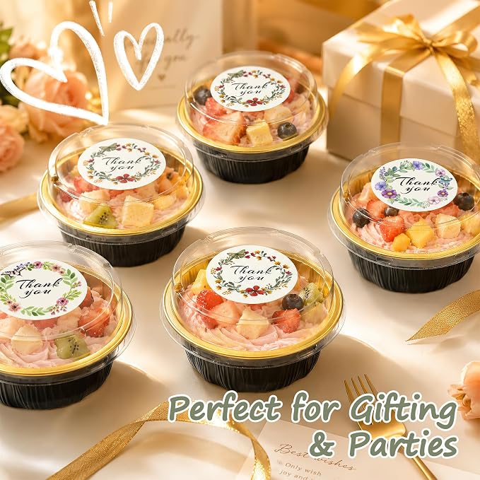 100 Pack 8 OZ Disposable Ramekins with Lids and Spoons Aluminum Foil Cups | Dessert Cups with Lids Disposable Creme Brulee Ramekins Aluminum Foil Muffin Tin Cupcake Baking Cups for Birthday Wedding