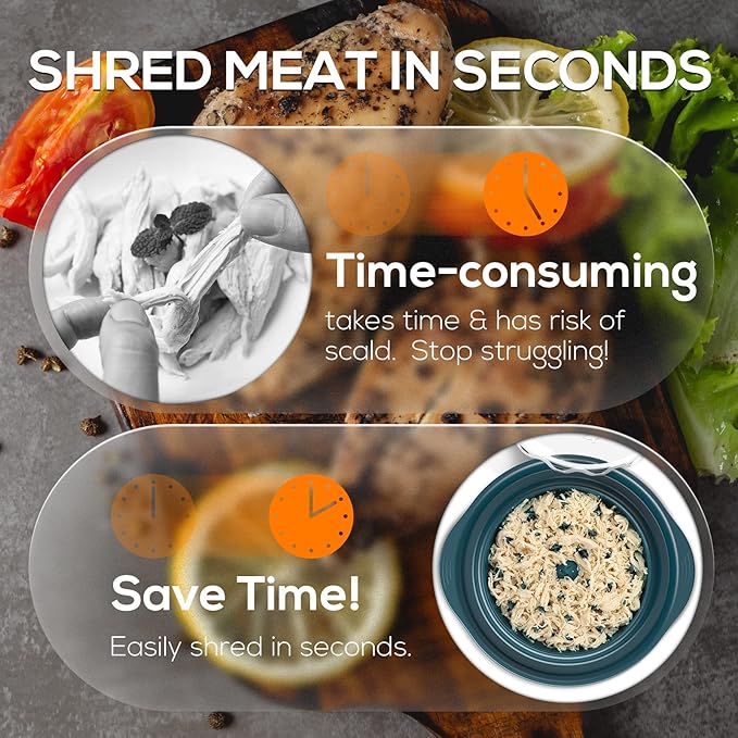 AveFare Chicken Shredder - 10.8Inch Large Chicken Shredder Tool Twist with Brush, Visible Meat Shredder, Ergonomic Handle, Strong Anti-Slip, BPA Free Dishwasher Safe, Suitable for Pork Beef Chicken