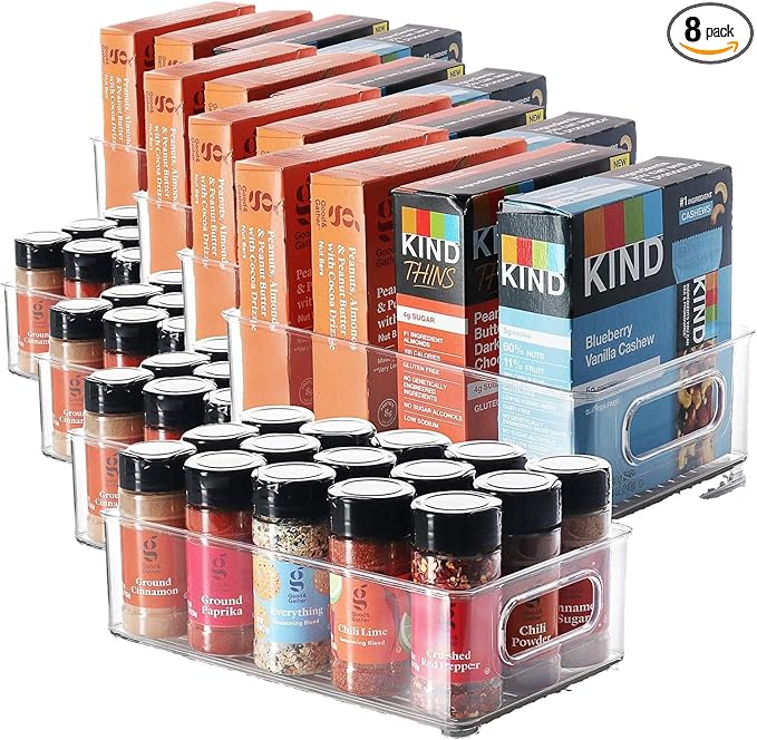 STORAGEBUD Pantry Organization - Refrigerator & Freezer Bins - Stackable Clear Organizer Bins - Great For Pantry, Fridge, Freezer & More