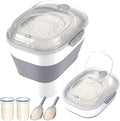 50 Lbs Rice Storage Container with Wheels, Collapsible Airtight Dog Food Storage Container with Transparent Lid, Measuring Cup, Scoop, Handle, BPA Free Rice Holder for Pet Food, Grain, Bird Seed