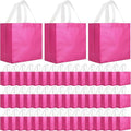 Eccliy Reusable Gift Bags Set Glossy Grocery Gift Tote Bag with Handle for Wedding, Bridal Shower, 4th of July, Summer Event(12 x 11 x 4.7 I Inch,Hot Pink,80 Pcs)