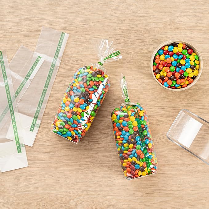 Resturantware Plastic Gusset Bags 100 Count 2" x 2" x 8 1/4" Wicker Dispensing Bottom Gusset Clear Plastic Bags Heat Sealable For Sourdough Bread Cookies Pastries Rolls For Home Bakers And Bakeries