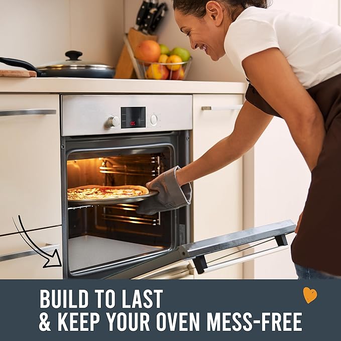 Non Stick Oven Liners for Bottom of Oven, 3 Pack Large Heavy Duty Mats, 17” x 25” BPA and PFOA Free Reusable Mat for Toaster Electric Gas Stove Microwave Charcoal or Gas Grills (Silver)