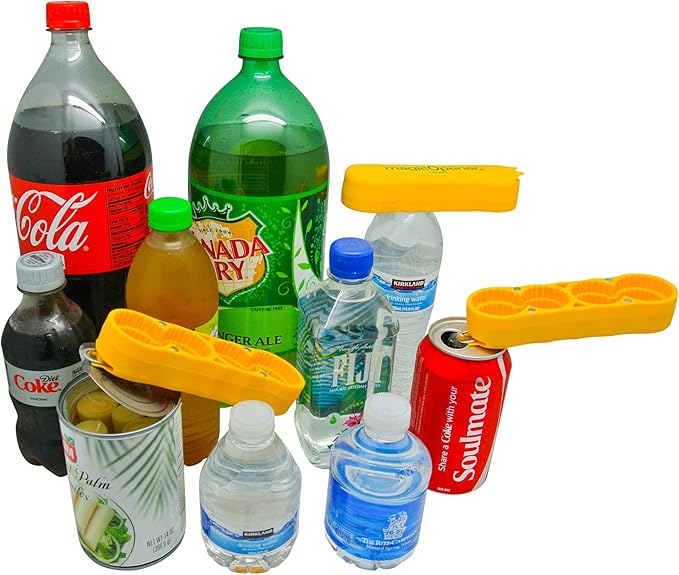 magic Opener COMBO – 1 mO MINI for small plastic caps & 1 mO PLUS for larger plastic caps See Pictures for Better Understanding – Soda Opener - Water Opener | Twist-off | Good for 16 sizes | Help Aids