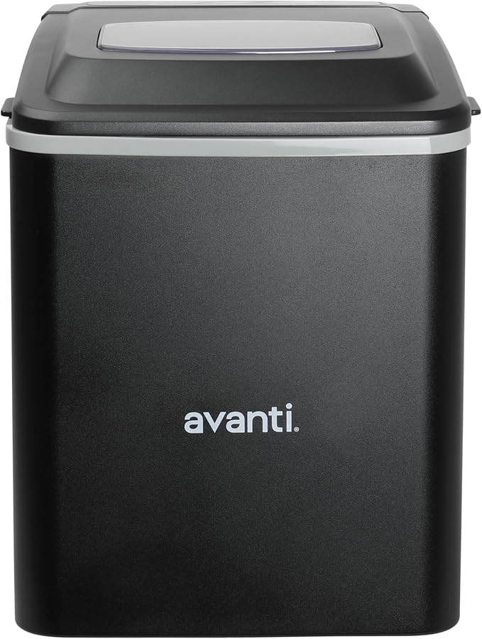 Avanti Ice Maker Mighty Ice Countertop Design Makes 26 Pounds of Bullet-Shaped Ice Cubes in 24 Hours, Digital Touch Controls and Self Cleaning Function, Includes Scoop, Black
