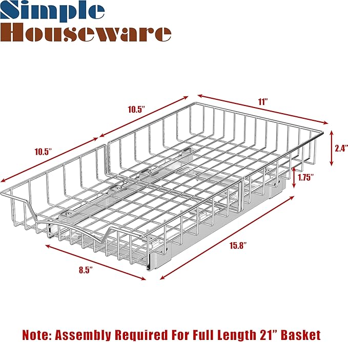 Simple Houseware 3 Tier Basket Drawer + Cabinet Pull-Out Shelf