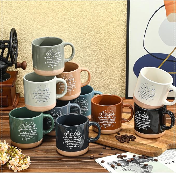 Didaey 10 Pcs Team Gift for Employee Bulk Inspirational Ceramic Coffee Mug 13 oz Thank You Mug Team Building Nurse Back to School Gift for Teacher Women Men Coworker Volunteer Staff Office, 10 Colors
