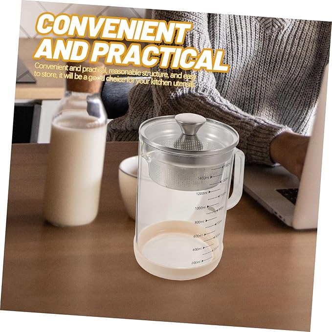 Strainer Soybean Milk Filter Jug with Scale High Borosilicate Glass Tea Strainer for Juices Smoothies and Milk Capacity Efficient Filtering for Honey and Herbal Teas