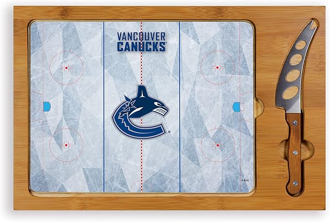 PICNIC TIME NHL unisex-adult NHL Icon Glass Top Cutting Board & Knife Set