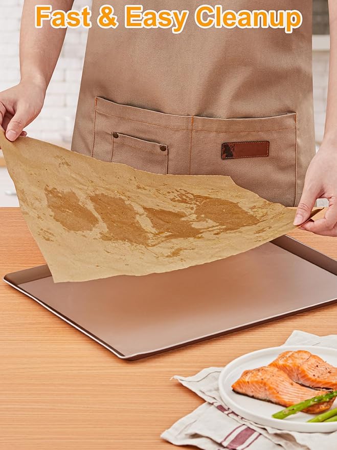 SMARTAKE Parchment Paper Roll for Baking, 2-Pack of 12 in x 300 ft, 600 sq.ft, Non-Stick Baking Paper Sheets with Slide Cutter, Heavy Duty Extra Long, for Kitchen Baking Cooking Grilling, Unbleached