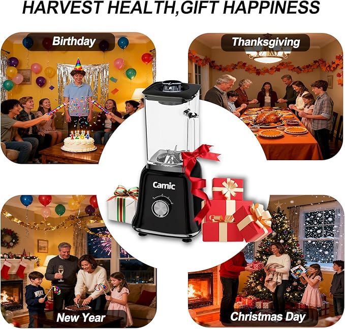 Glass Blenders for Kitchen with 750W, 54Oz. Countertop Blender Glass Jar Food Processor Combo, BPA-Free Blender for Smoothies, Ice Crush,Nuts, Frozen Drinks and Fruits