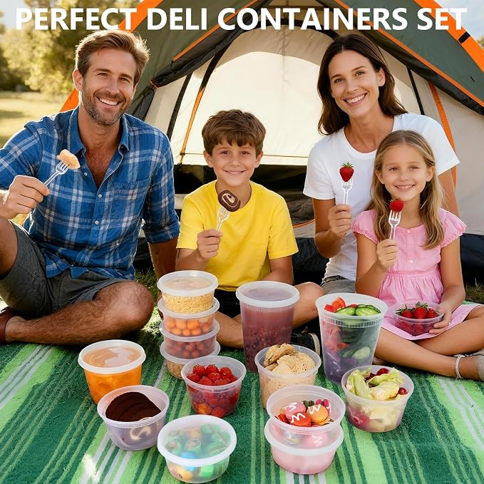 NESCCI 72 Sets (144-Piece) Deli Containers with Lids,12oz X 72 Set Each, Leak-Proof & BPA Free Airtight Takeout Plastic Food Storage Containers for Soup, Meal Prep, Microwave/Freezer Safe