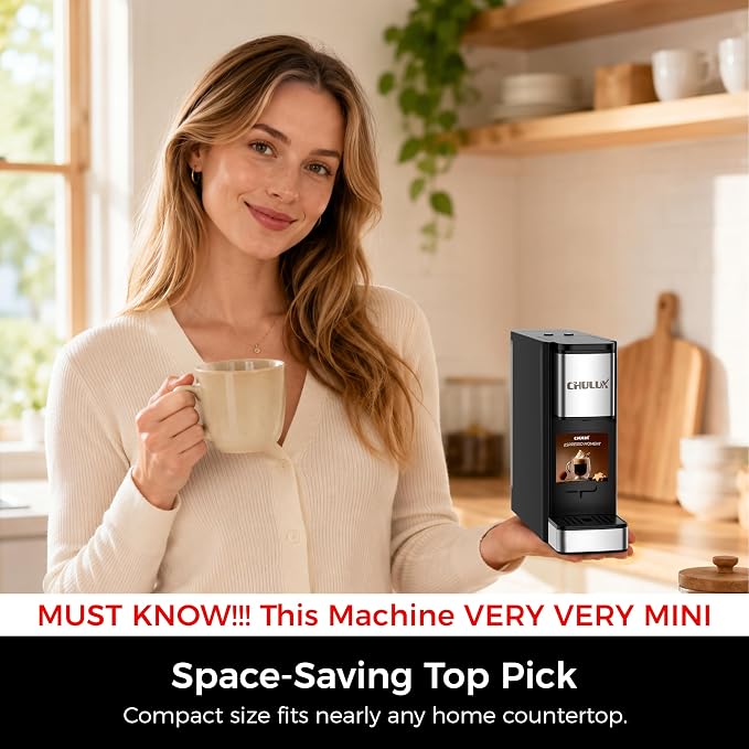 CHULUX RectoCafé Espresso Machine for Nespresso Original Capsule Pod, 20 Bar Professional Italian Pump Coffee Machine, Extra Mini Espresso Maker for Home & Office, Stainless Steel and Black