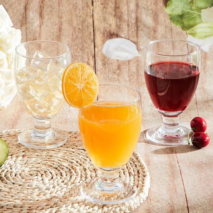 Patelai Set of 18 Water Goblet, 10.5 oz Clear Drinking Glasses Bulk Dishwasher Safe, Stemmed Water Glass for Juice Wine Beer Tea Sangria Cold Beverages, Reusable Glassware for Home Party Restaurant