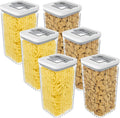 Oggi Airtight Clear Fluted Canister Set of 6 - Stackable Food Storage Containers with Lids, Vintage Modern Farmhouse Style, Kitchen Counter & Pantry Organization, Size - 6 x 88 fl oz / 2.6 Lt