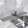 Hopegiver Stone Faucet Mat for Kitchen Sink - Fast Drying Diatomite Sink Protector Prevent Moisture, Super Water Absorbing Stone Tray for Kitchen & Bathroom Counter (Gray Line, 23.6"x5.1")