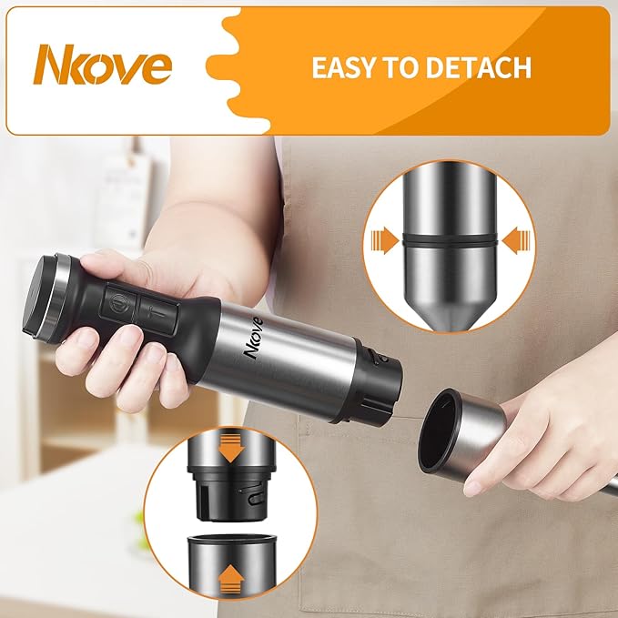 Nkove Immersion Blender Handheld Corded Hand Blenders 5 in 1 Set 800W, Stainless Steel Stick Blender Turbo Mode with 600 ml Mixing Beaker with Lid, 400 ml Chopper, Whisk, Milk Frother, BPA-Free