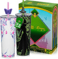 Dragon Glassware x Wicked: For Good 2-Pack 24 oz Vacuum Insulated Tumbler with Lid and Straw - Set of 2 Tumblers with 4 Straws and Toppers - Official Wicked Merch - Shadows