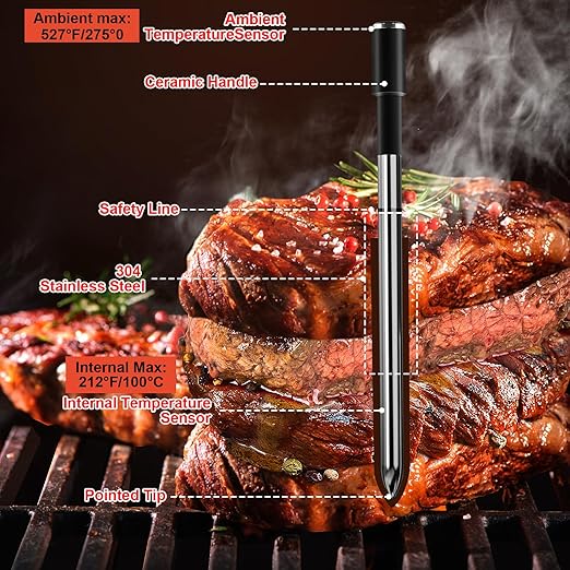 Digital Meat Thermometer, Food Thermometer for Cooking and Baking, Instant Digital Waterproof Meat Thermometer for Grill, Wireless Thermometer for Kitchen Cooking Food