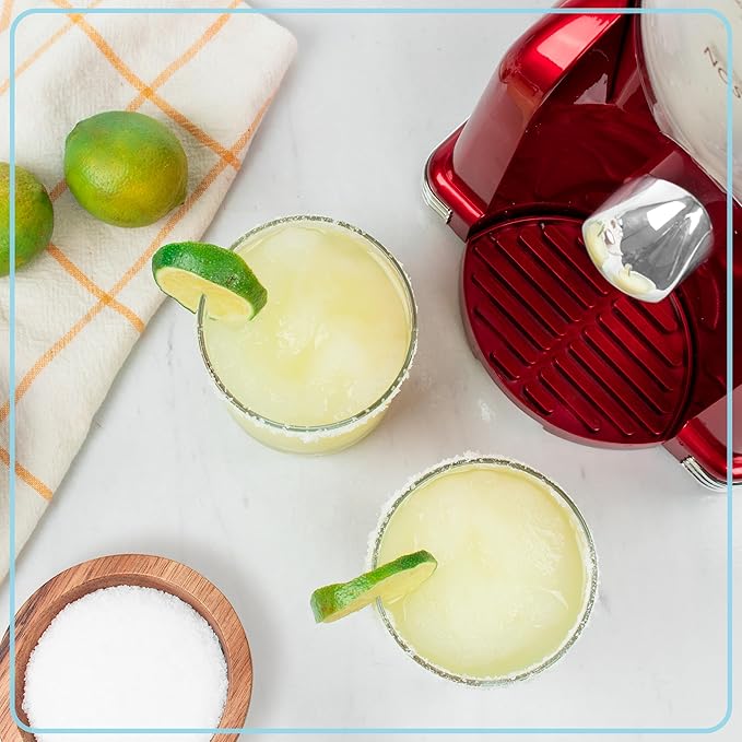 Nostalgia Frozen Drink Maker and Margarita Machine for Home - 32-Ounce Slushy Maker with Stainless Steel Flow Spout - Easy to Clean and Double Insulated - Retro Red