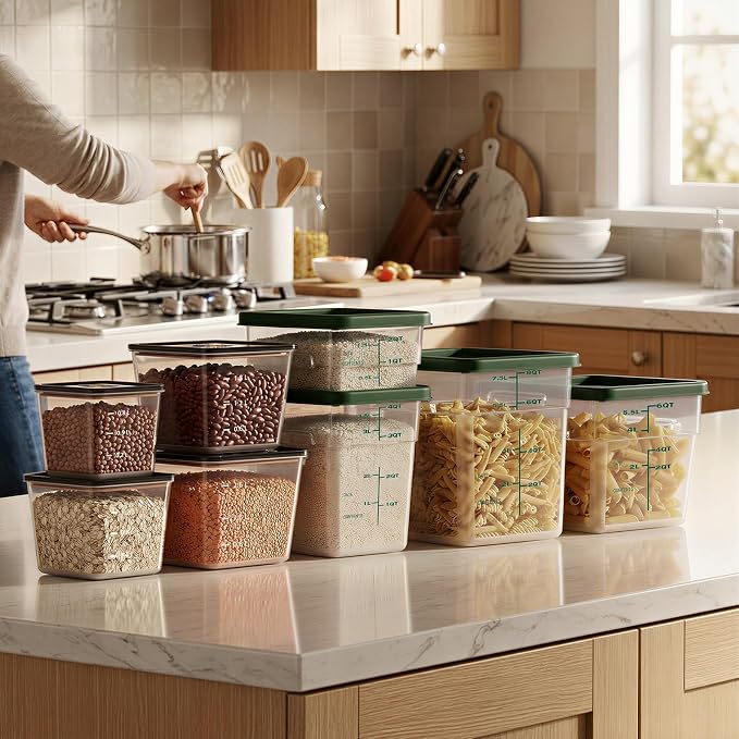 8 Pack Food Storage Containers with Lids；BPA-Free Cereal, Rice, Flour, Pasta & Snack Container, Stackable & Durable,Kitchen Pantry Organizer （0.95qt+1.5qt+2.2qt+3.2qt+4 * 4qt）